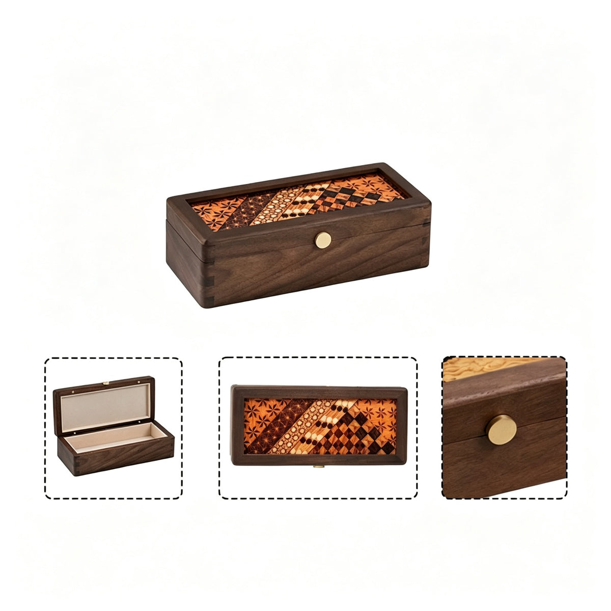 Art Glass & Walnut Jewelry Box | Long Bangle & Keepsake Case