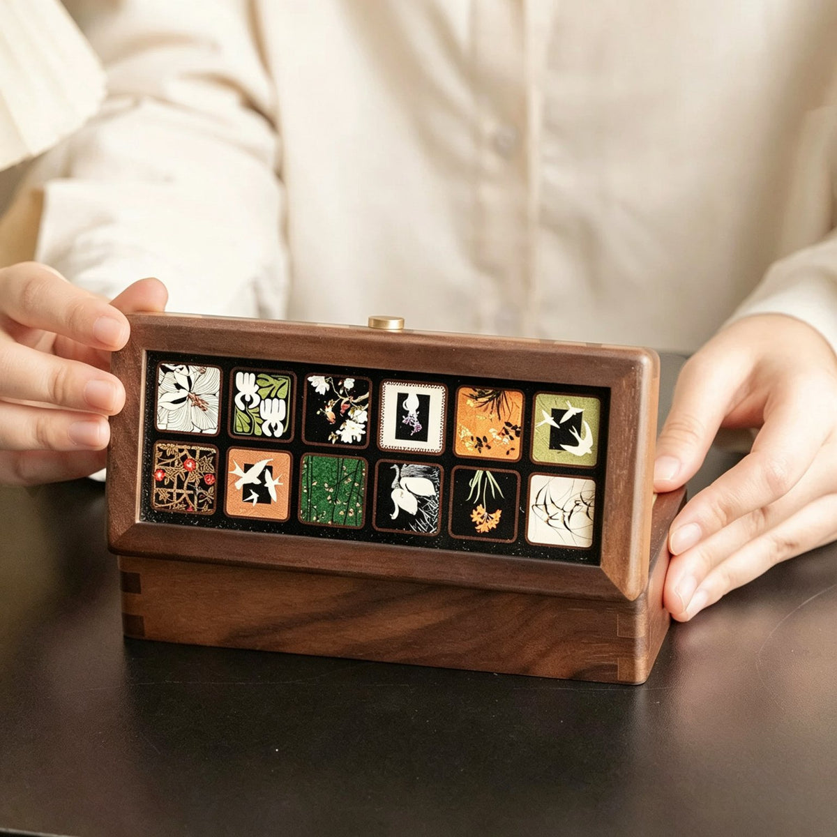 Art Glass & Walnut Jewelry Box | Long Bangle & Keepsake Case