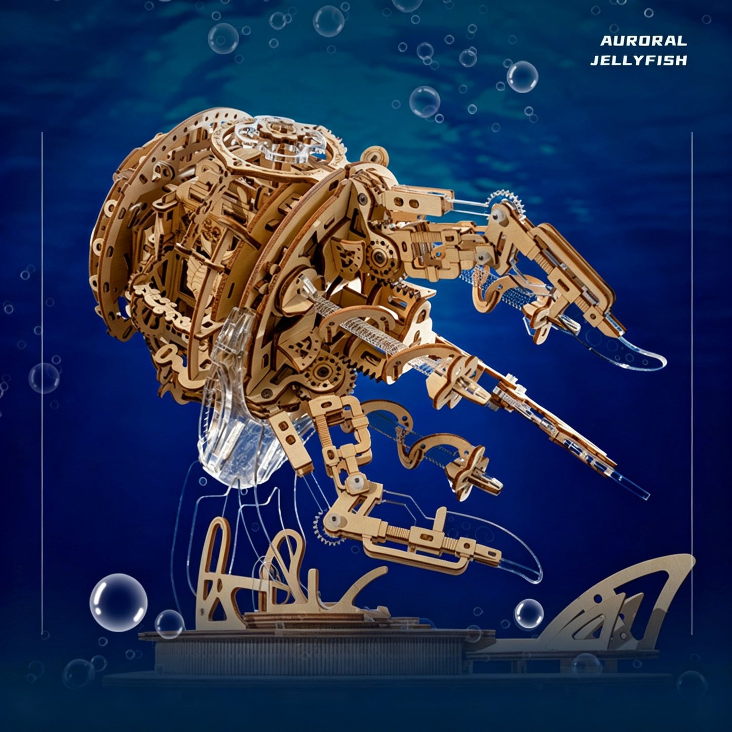 Auroral Jellyfish 3D Wooden Puzzle | Mechanical Music Box + LED | 355 Pieces | DIY Model Kit