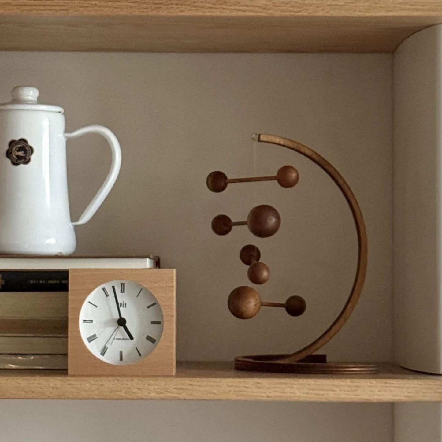 Bent Wood Kinetic Balance Sculpture | Cherry Wood & Brass Desk Decor | Engravable Dynamic Art