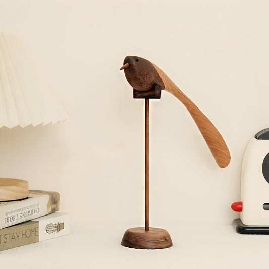 Bird Sculpture Shoe Horn | Walnut & Cherry Wood Magnetic Display Stand | Engravable Desk Decor