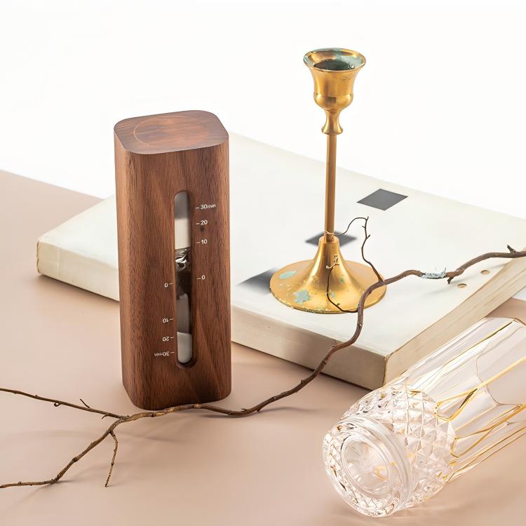 Black Walnut Hourglass Timer | 30-Minute Solid Wood Sand Timer | Desk Decor | Engravable Gift
