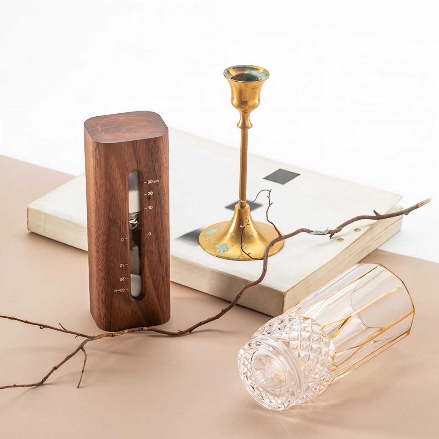 Black Walnut Hourglass Timer | 30-Minute Solid Wood Sand Timer | Desk Decor | Engravable Gift