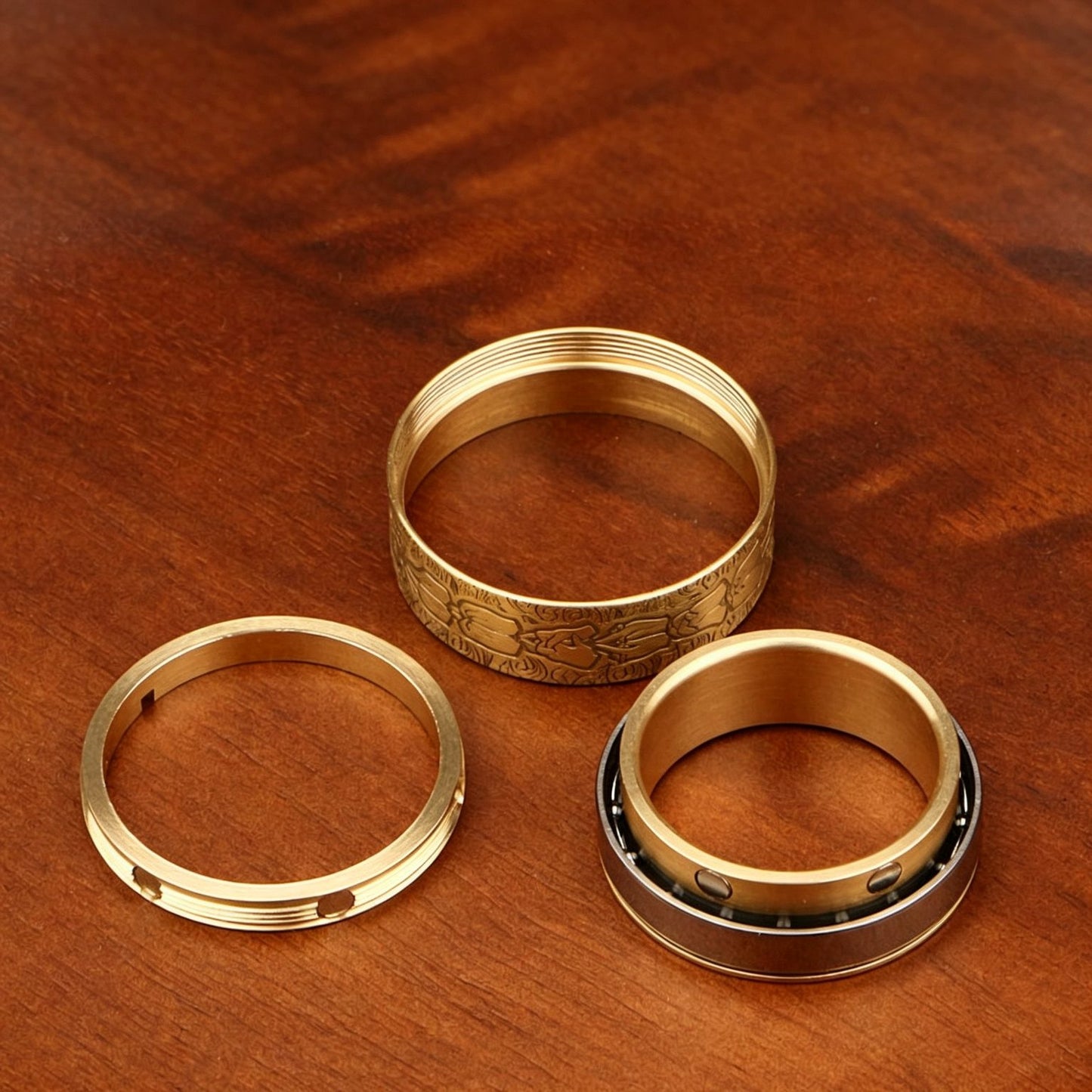Brass Ratchet Spinner Ring EDC | Dual Magnetic Layer | Custom Bearing | Detachable & Fixed | 6 Patterns