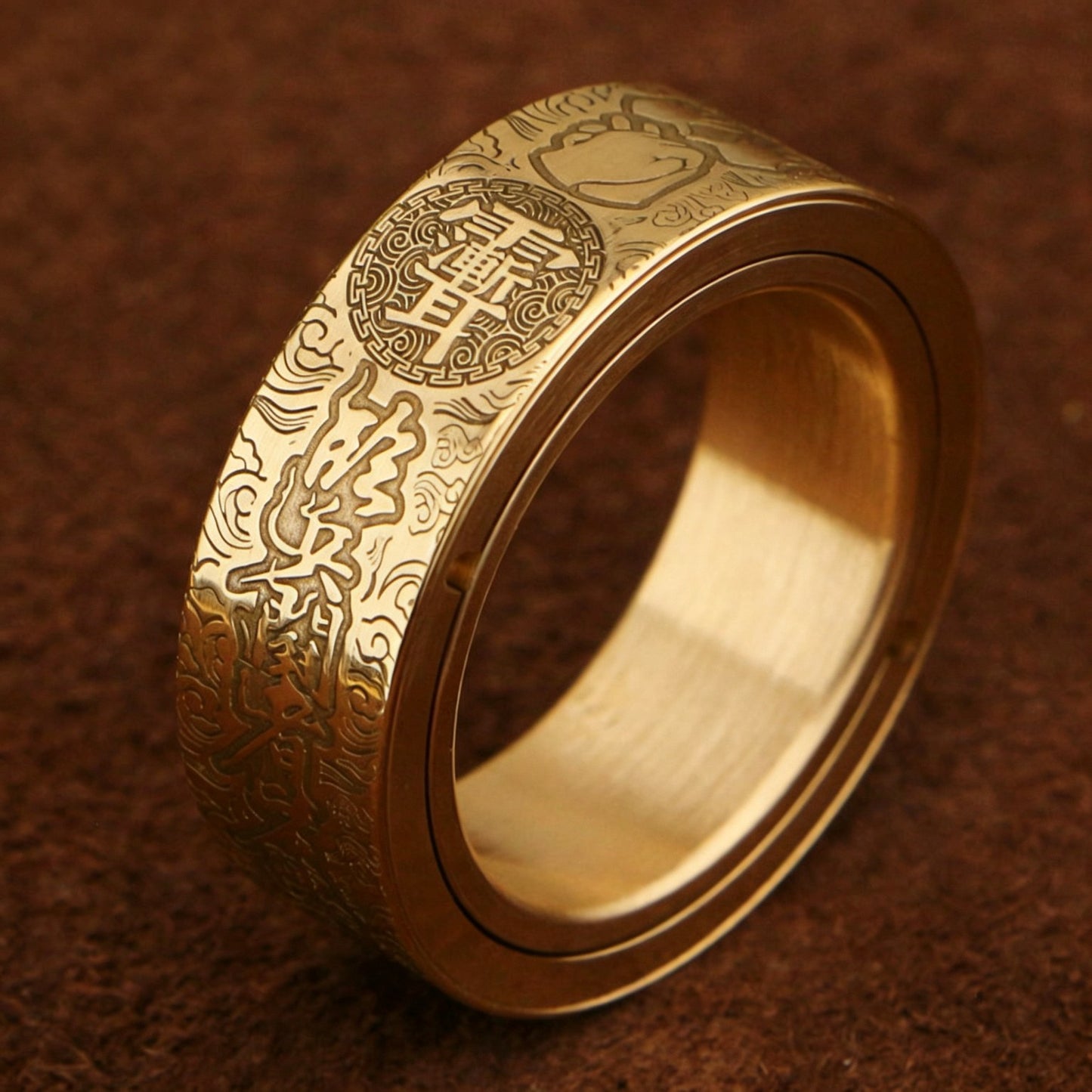 Brass Ratchet Spinner Ring EDC | Dual Magnetic Layer | Custom Bearing | Detachable & Fixed | 6 Patterns