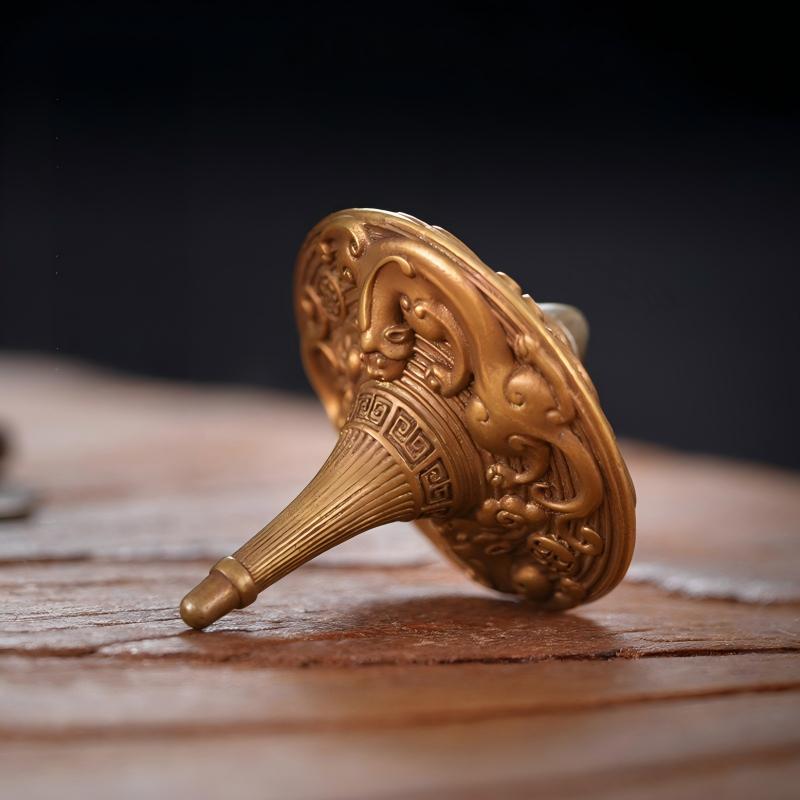 Brass Spinning Top | Premium Metal Fidget Toy | Stress Relief Desktop Gift