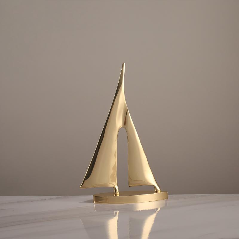 Bronze Sailboat Desktop Ornament | Premium Metal Sculpture | Inspirational Office Décor Gift