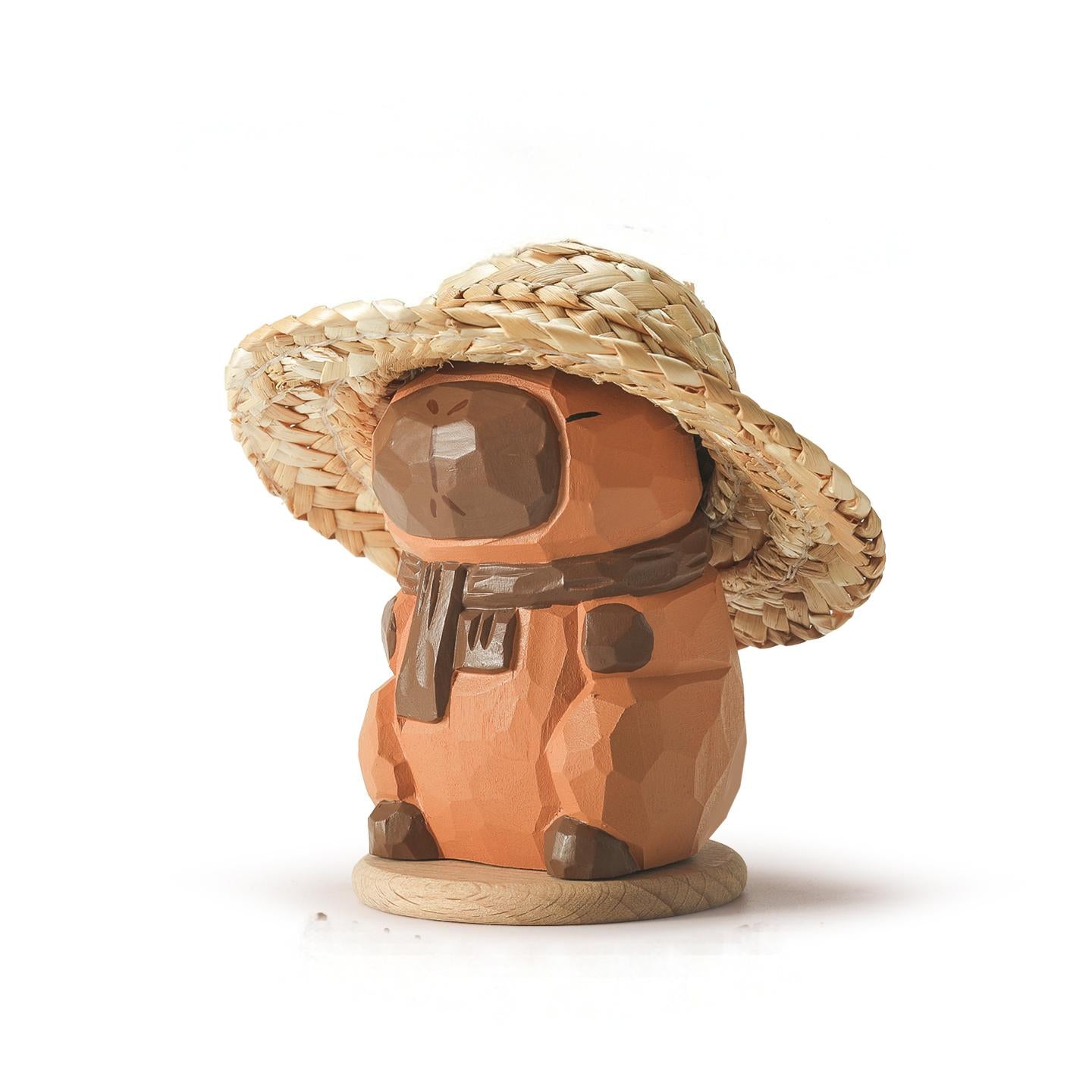 Capybara Wood Sculpture - Handcrafted Desktop Ornament with Custom Engraving