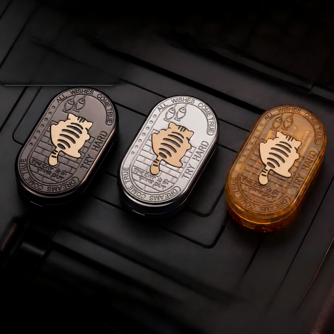 Cat Clicker EDC Coin | Stainless Steel Slide & Spin Stress Relief Toy | Tactile Click Fidget | Engravable