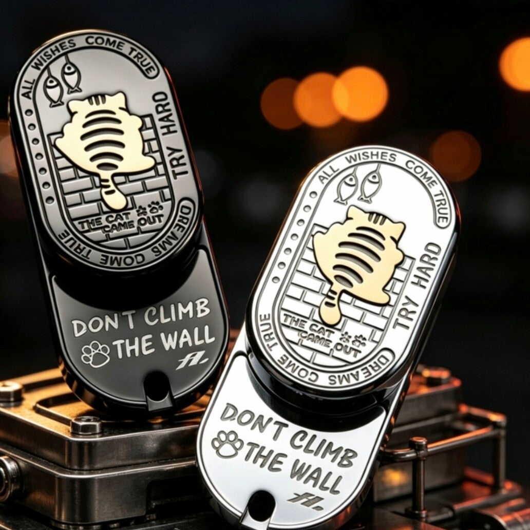 Cat Clicker EDC Coin | Stainless Steel Slide & Spin Stress Relief Toy | Tactile Click Fidget | Engravable