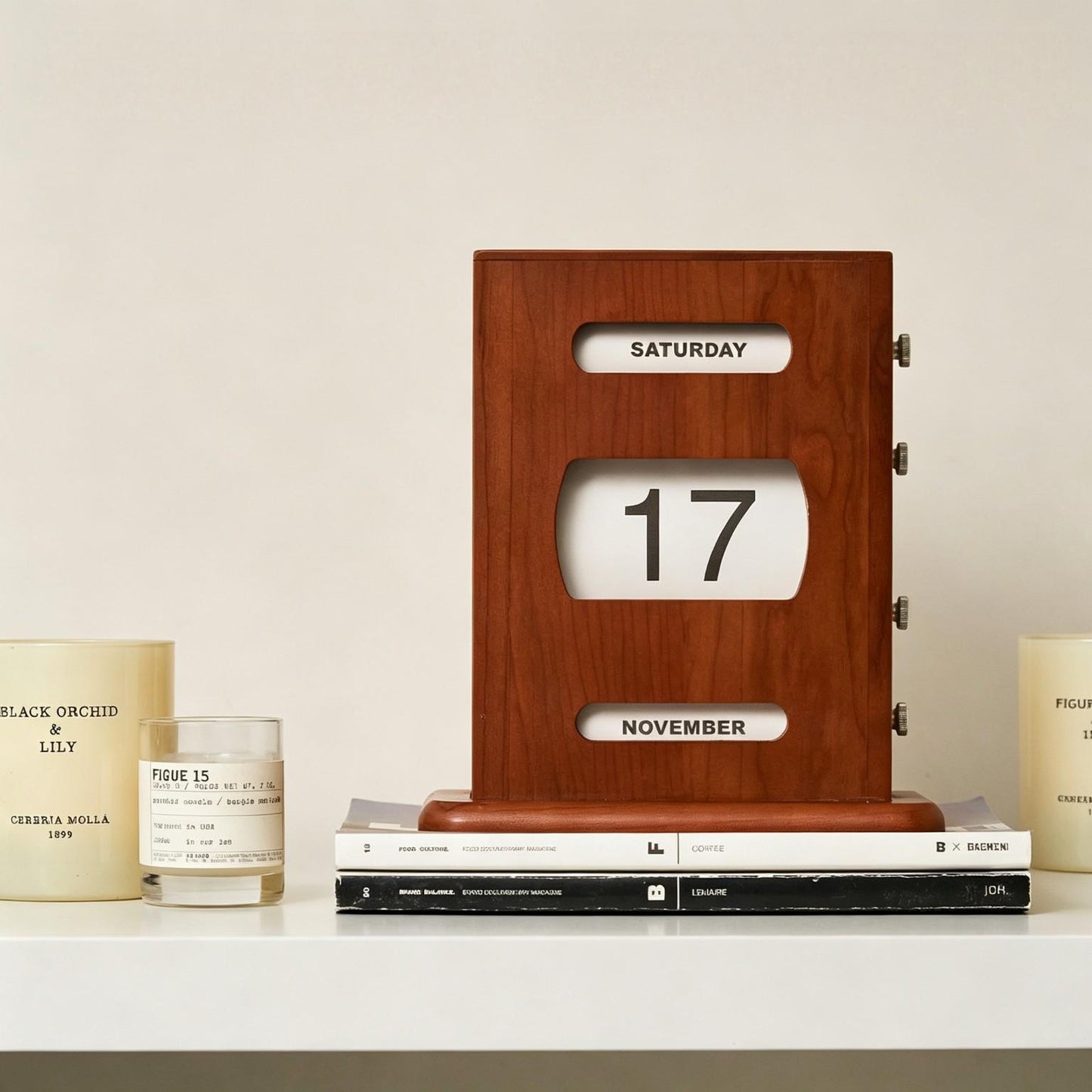 Cherry Wood Rotary Knob Perpetual Calendar | Desk Calendar | Knob-Scroll Date Display | Engravable
