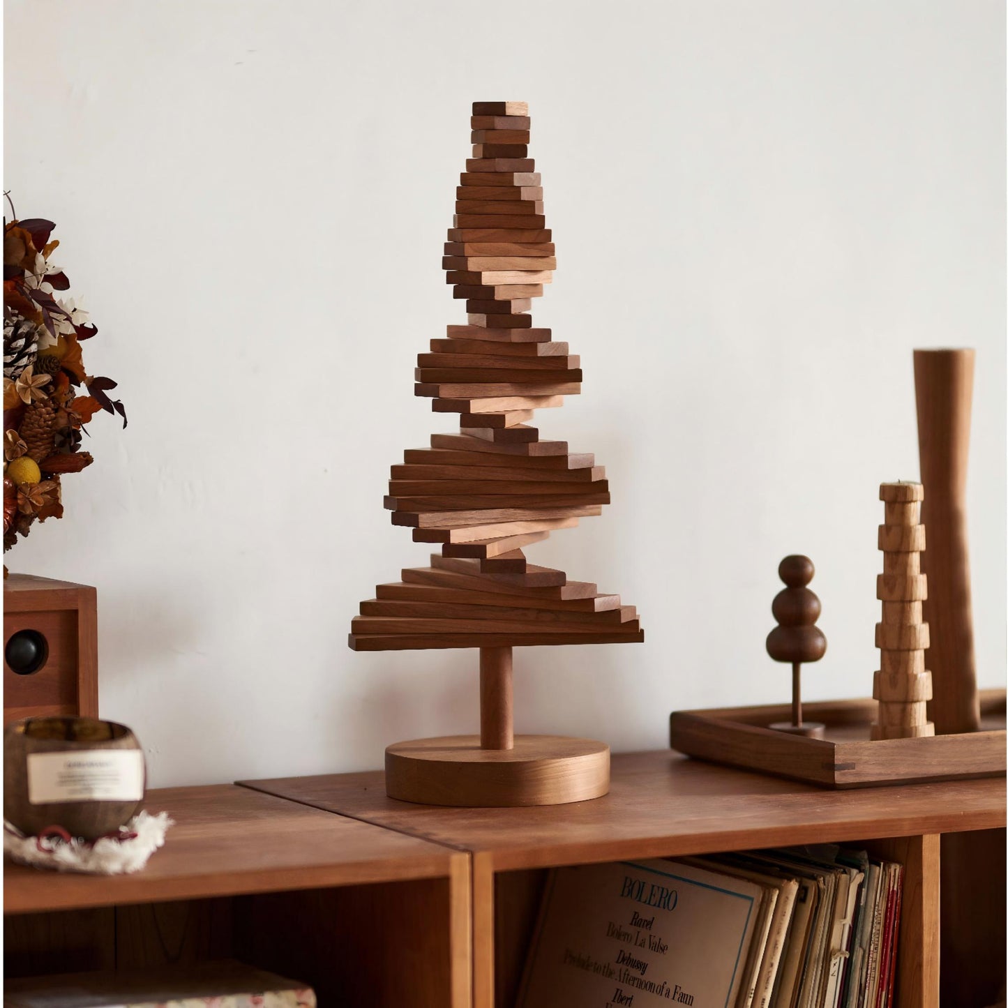 Christmas Tree Building Blocks - Handcrafted Wood Desktop Ornament & Puzzle