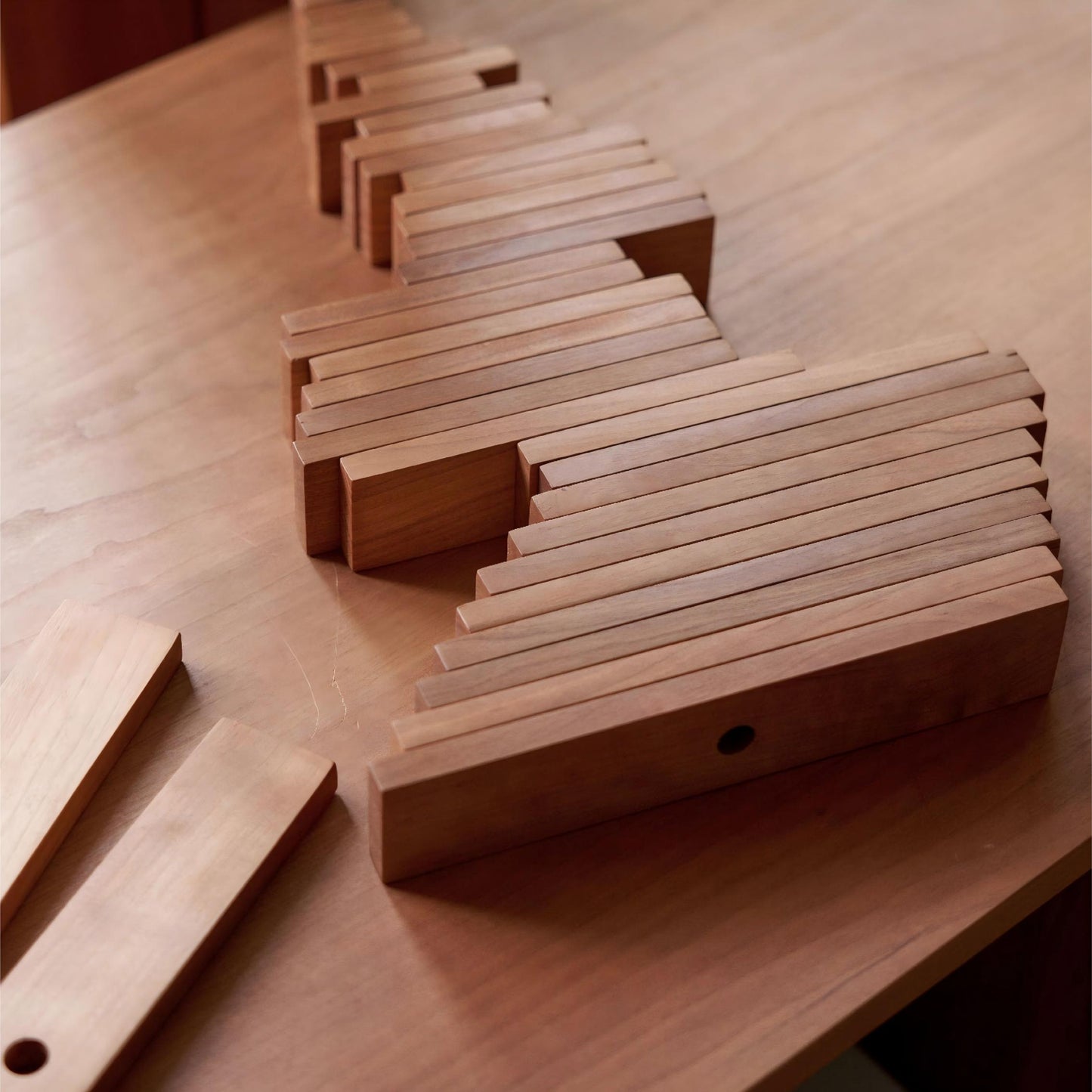 Christmas Tree Building Blocks - Handcrafted Wood Desktop Ornament & Puzzle