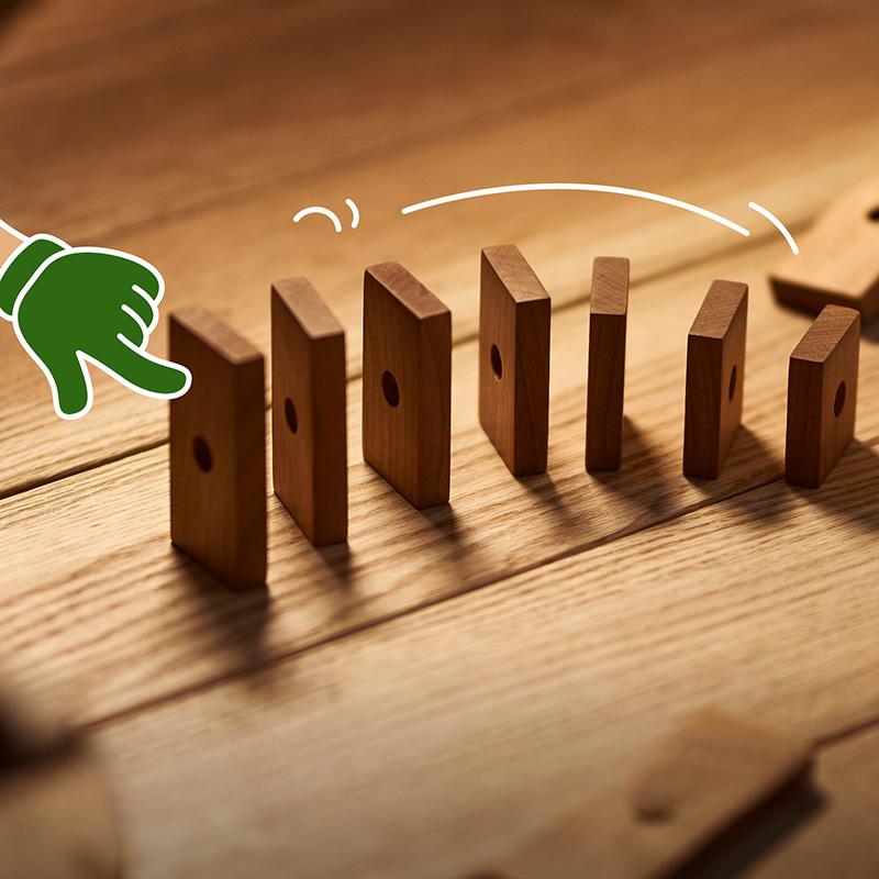 Christmas Tree Building Blocks - Handcrafted Wood Desktop Ornament & Puzzle