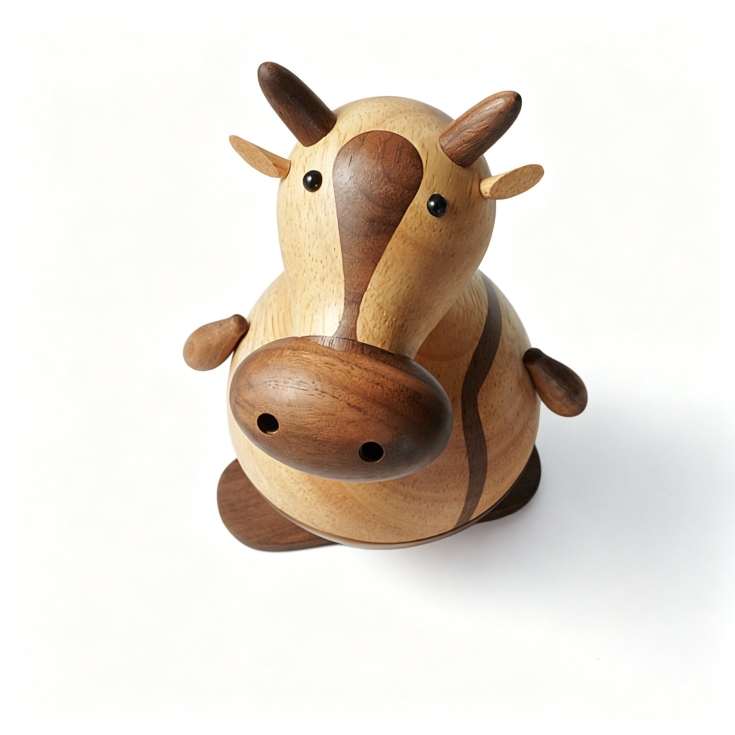 Chubby Cow Figure Music Box | Wind-Up Mechanical | 2 Songs | Engravable