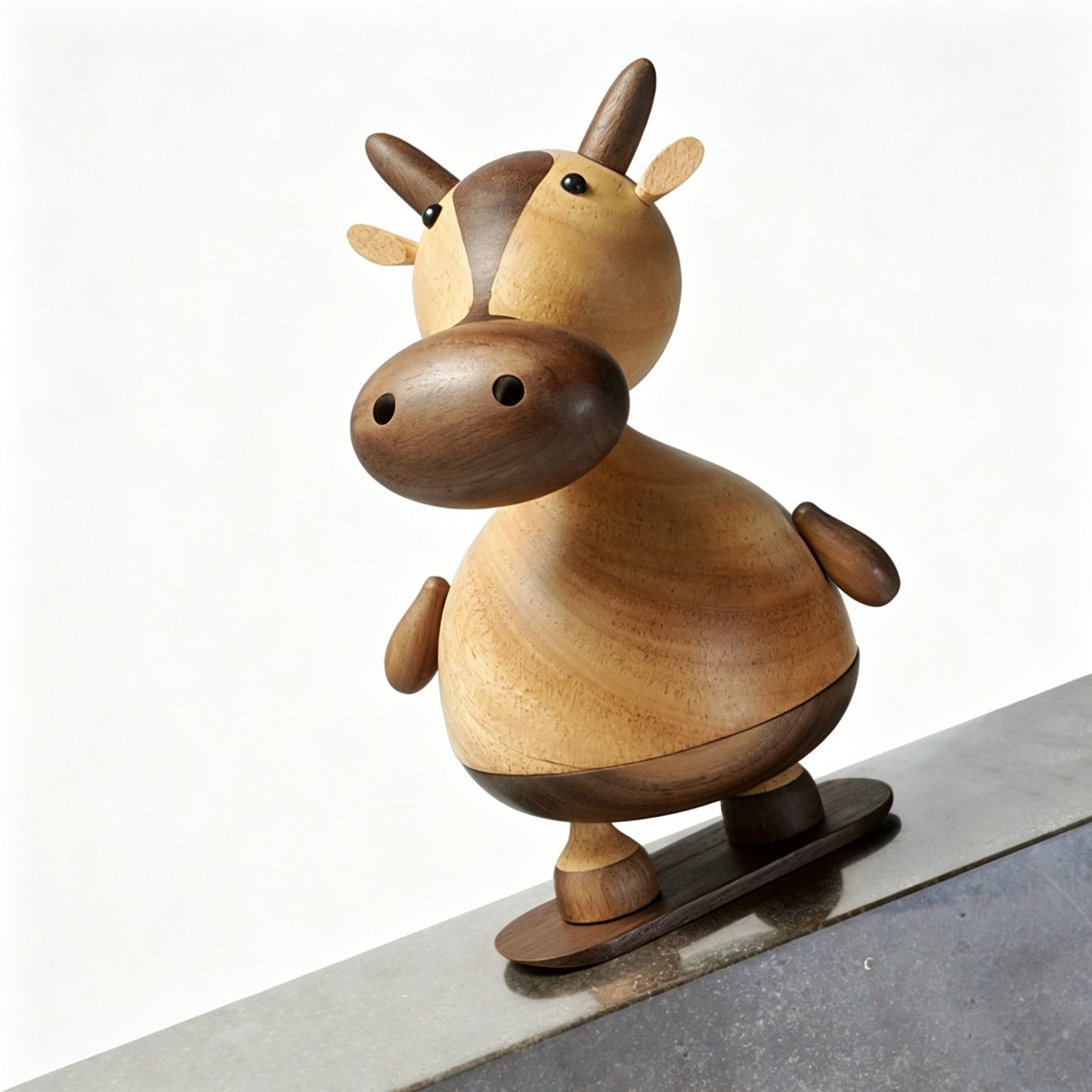 Chubby Cow Figure Music Box | Wind-Up Mechanical | 2 Songs | Engravable