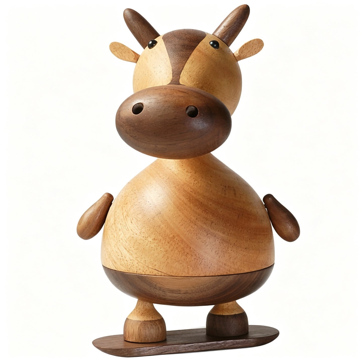 Chubby Cow Figure Music Box | Wind-Up Mechanical | 2 Songs | Engravable