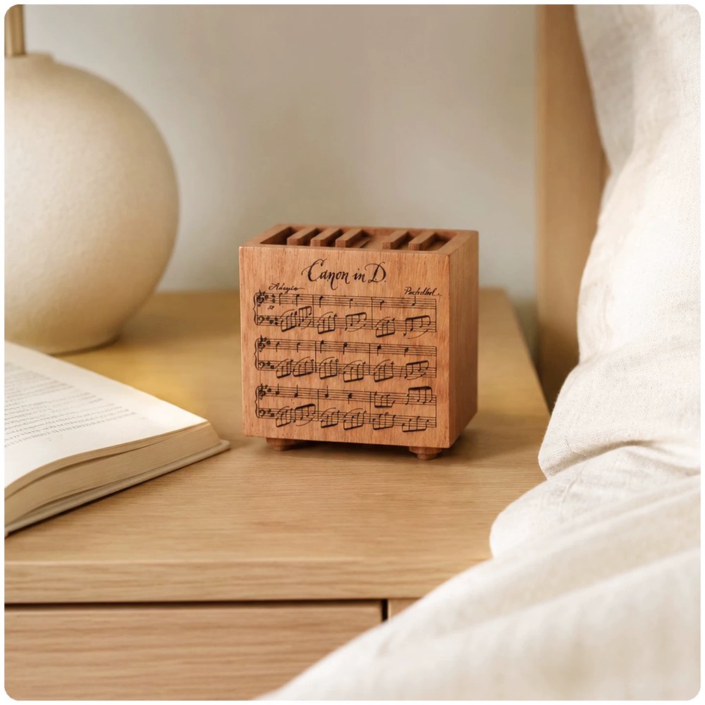 Classical Score Aroma Diffuser Block, Handcrafted Solid Wood Desk Decor, Music Lover Gift