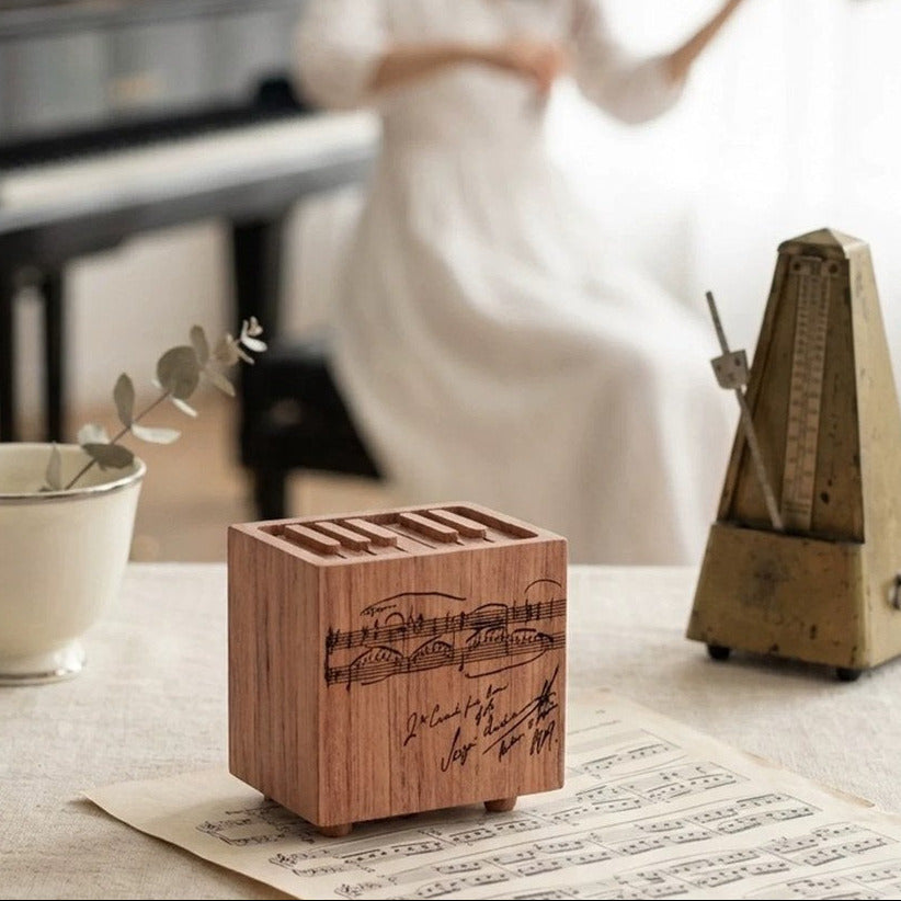 Classical Score Aroma Diffuser Block, Handcrafted Solid Wood Desk Decor, Music Lover Gift