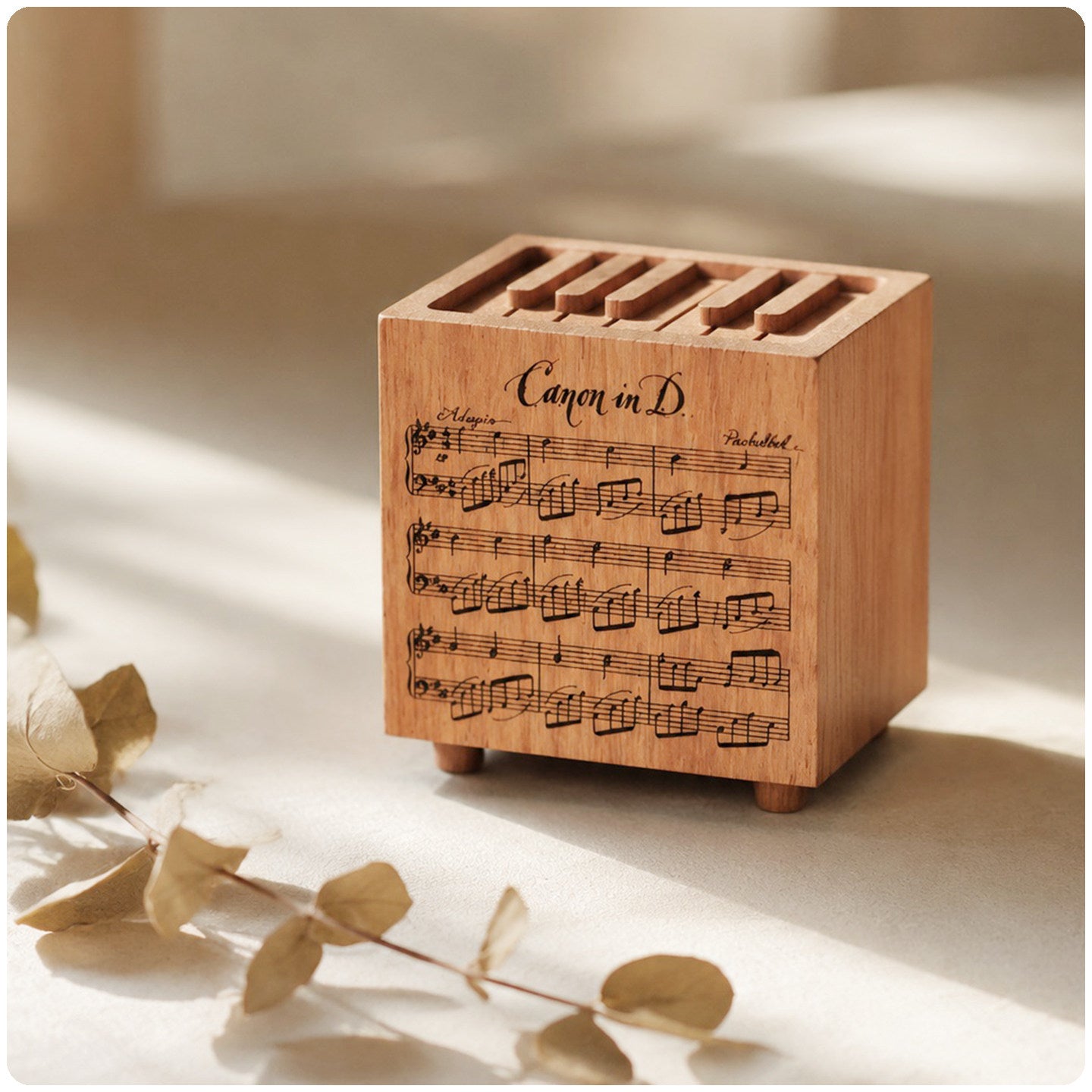 Classical Score Aroma Diffuser Block | Solid Wood Essential Oil Diffuser | Laser-Etched Music Score | Engravable
