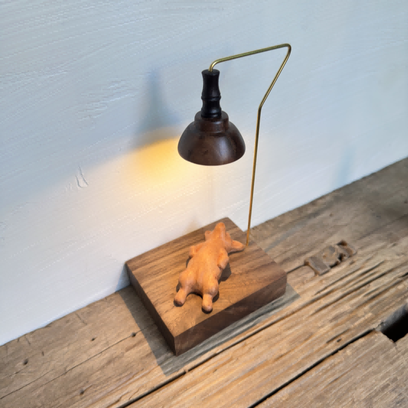 Corgi Wood Night Light | Black Walnut & Rosewood Desk Sculpture | Engravable Battery-Powered Decor