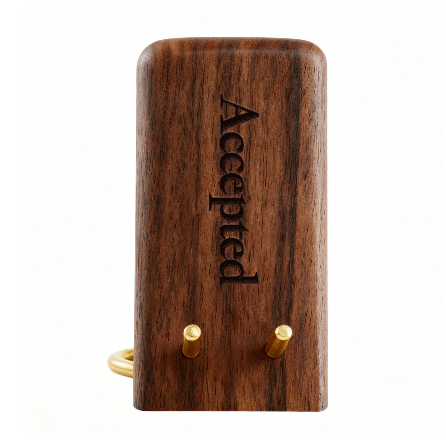 Custom Engraved Wooden Phone Stand | Black Walnut & Brass | Good Luck Gift
