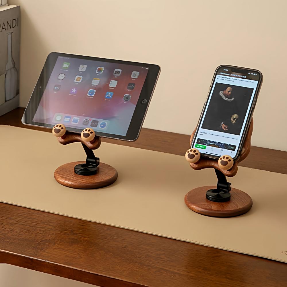 Cute Animal Wooden Phone Stand | Shiba Inu & Totoro | 360° Rotating Holder