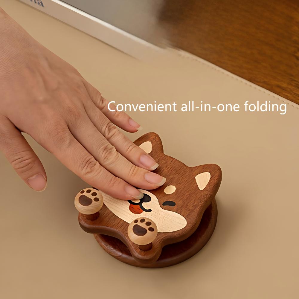 Cute Animal Wooden Phone Stand | Shiba Inu & Totoro | 360° Rotating Holder