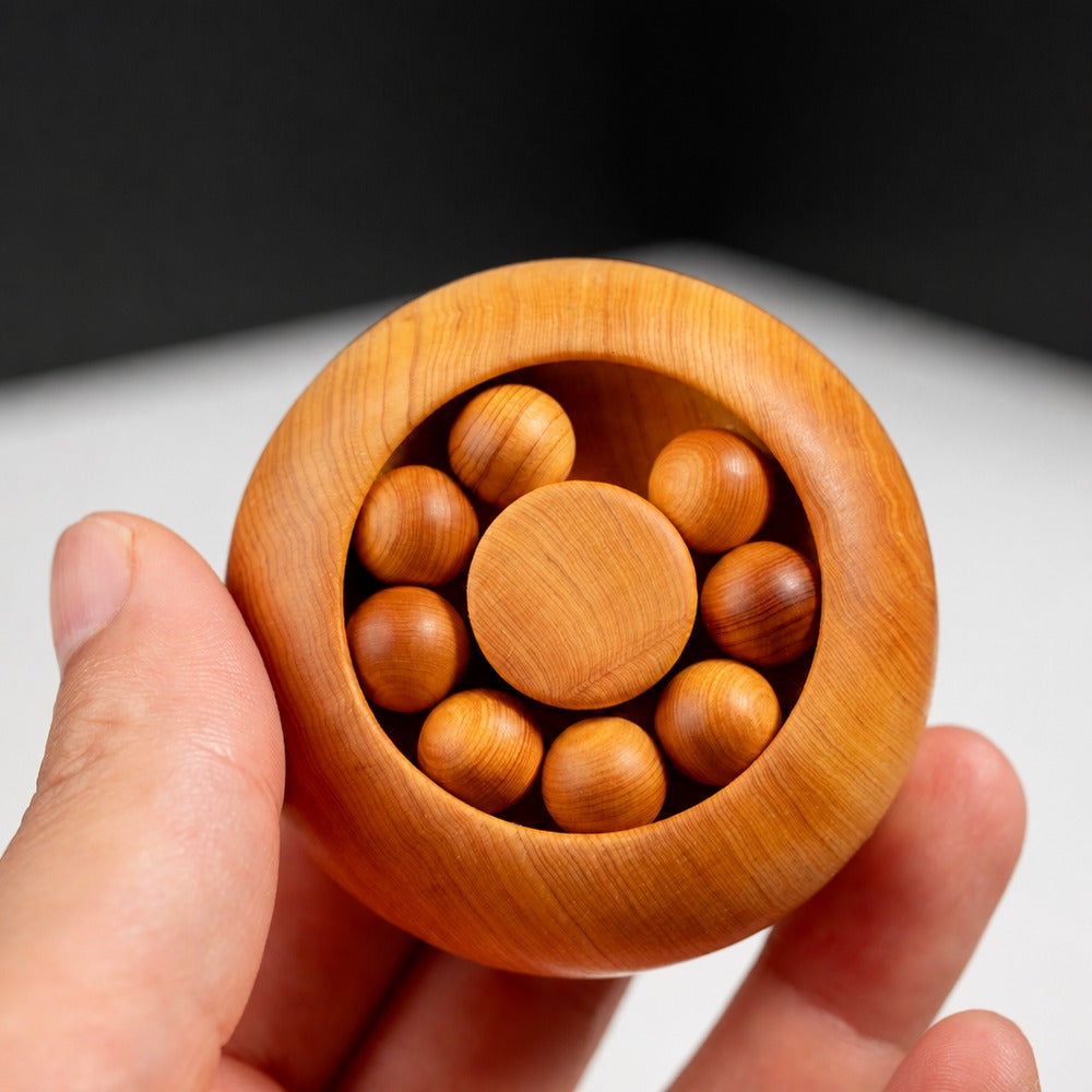 Carved cypress wood turning ornament