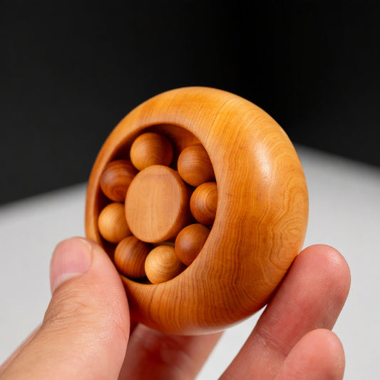 Carved cypress wood turning ornament