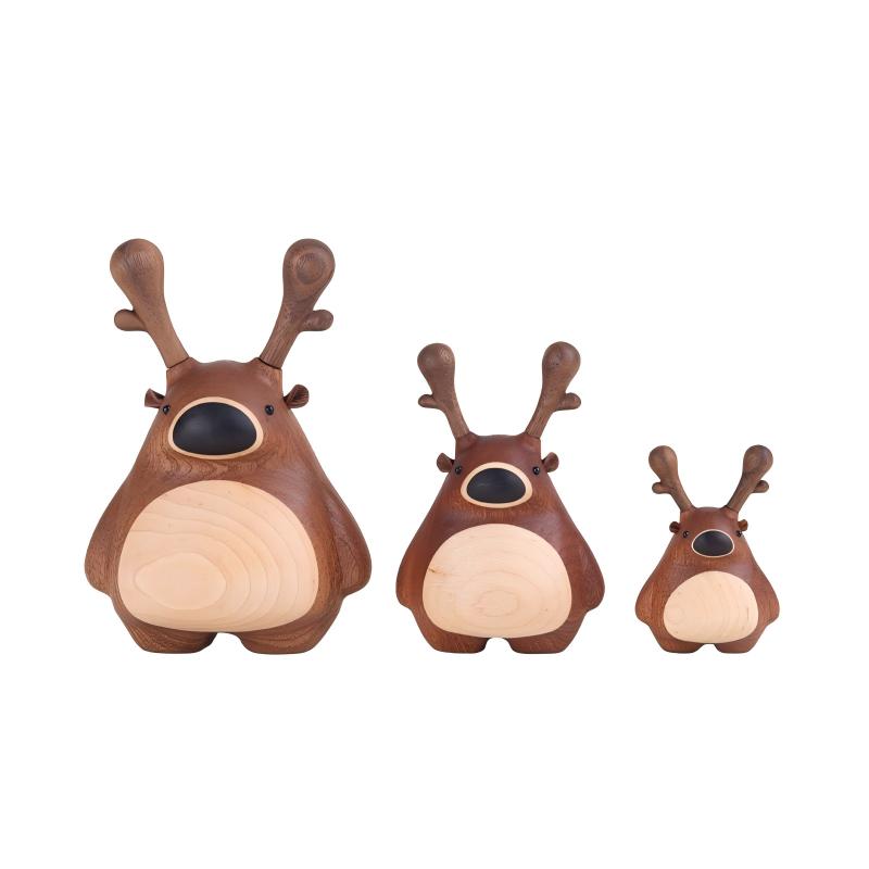 Deer Family Wood Ornament Set | Handcrafted Desktop Décor | Warm Home Gift