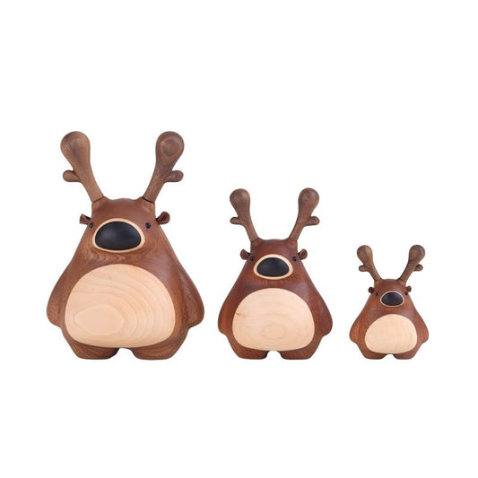 Deer Family Wood Ornament Set | Handcrafted Desktop Décor | Warm Home Gift