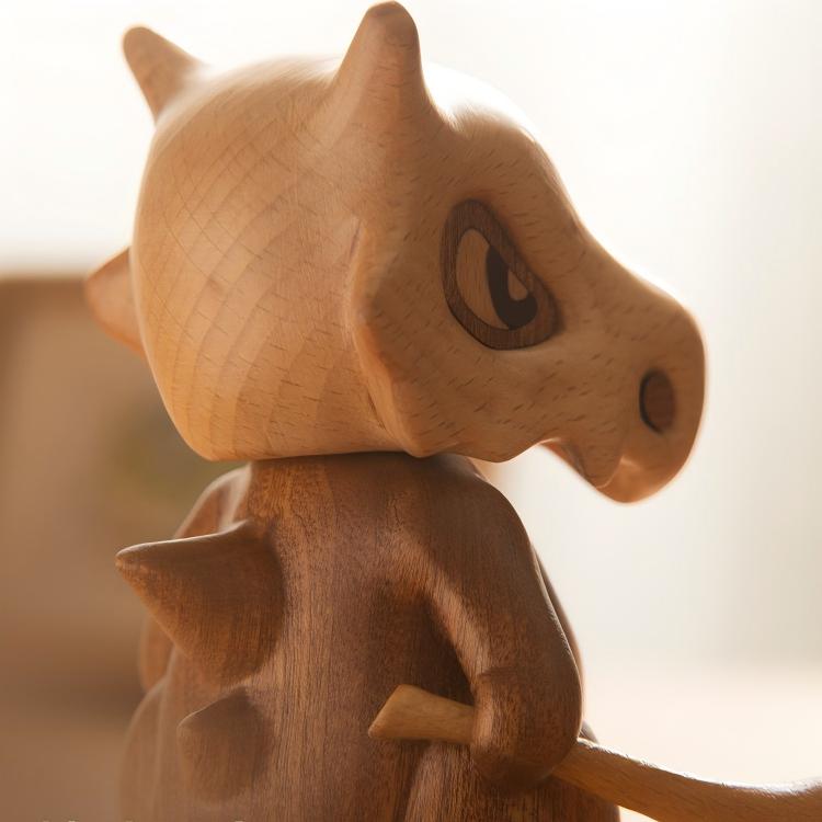 Dinosaur Wood Sculpture - Handcrafted Desktop Art Ornament