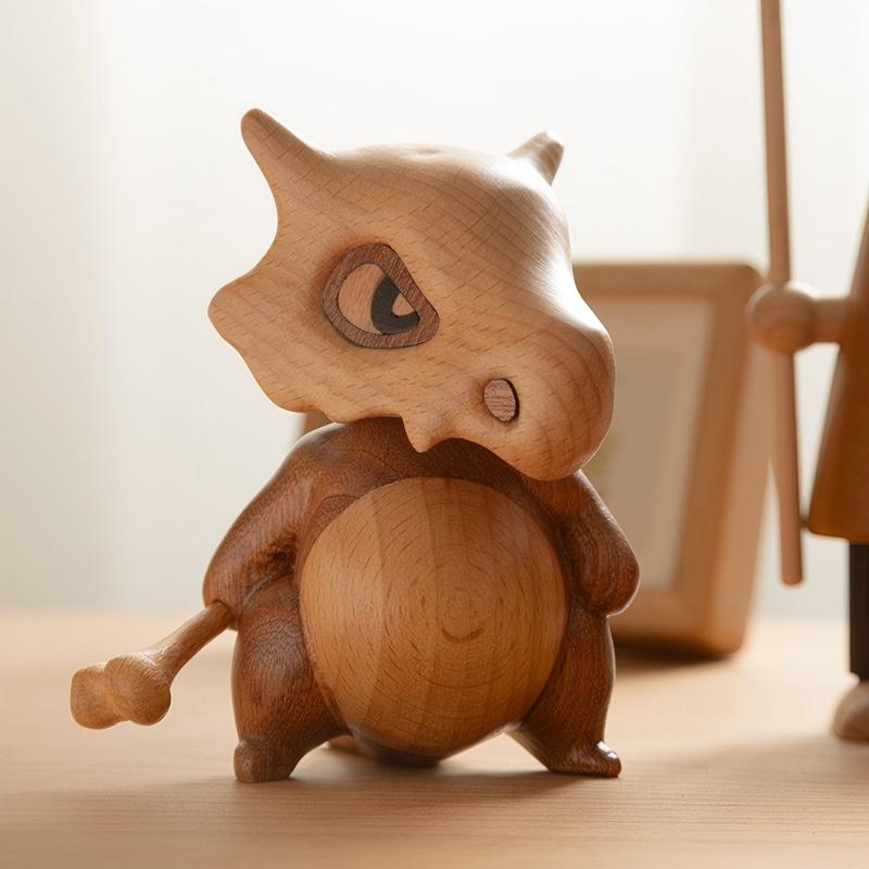 Dinosaur Wood Sculpture - Handcrafted Desktop Art Ornament