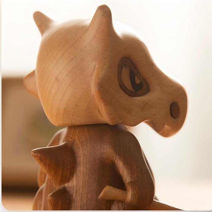 Dinosaur Wood Sculpture - Handcrafted Desktop Art Ornament
