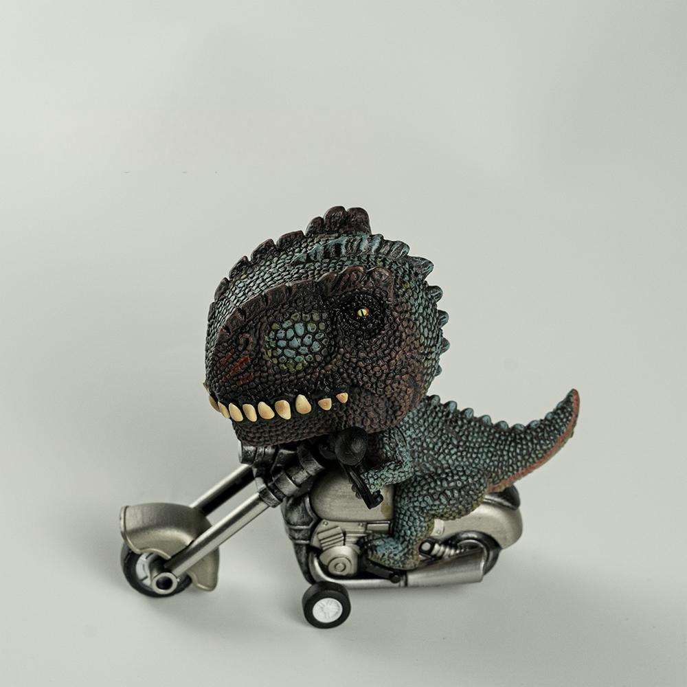 Dinosaur on Motorcycle Desktop Ornament - Resin Figurine