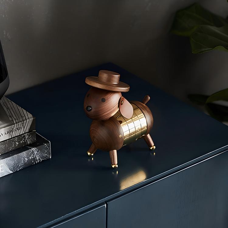 Dog Calendar Desktop Ornament | Magnetic Perpetual Calendar | Premium Wood Gift