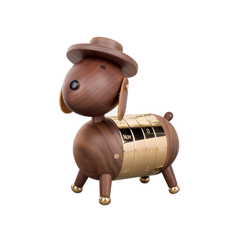 Dog Calendar Desktop Ornament | Magnetic Perpetual Calendar | Premium Wood Gift