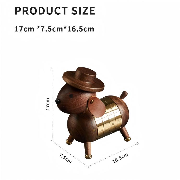 Dog Calendar Desktop Ornament | Magnetic Perpetual Calendar | Premium Wood Gift