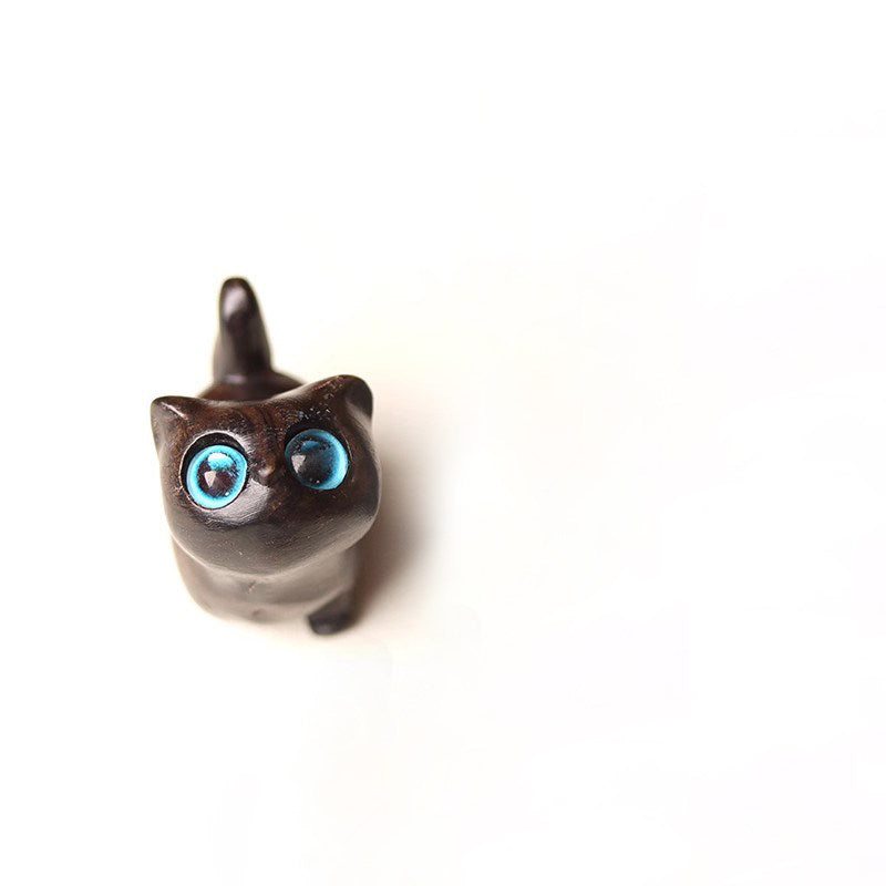 Ebony Wood Curious Cat Blind Box - blind box, cat figurine, desk decor - alternate angle