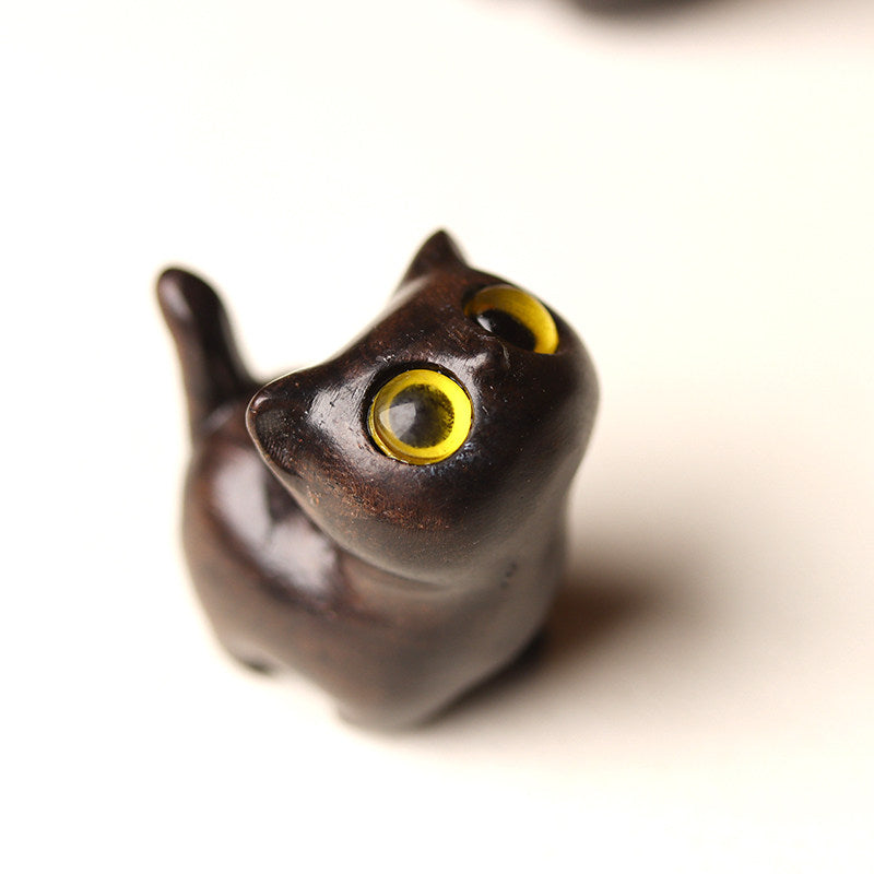 Ebony Wood Curious Cat Blind Box - blind box, cat figurine, desk decor - lifestyle photo