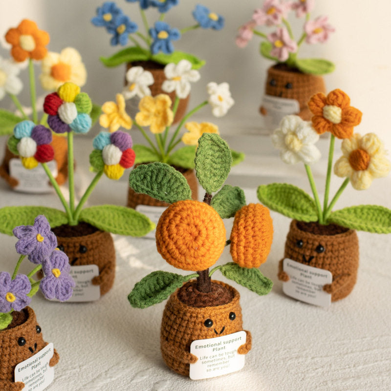 Emotional Support Plant | Handmade Crochet Flower Pot Blind Box | Cute Desk Decor Gift