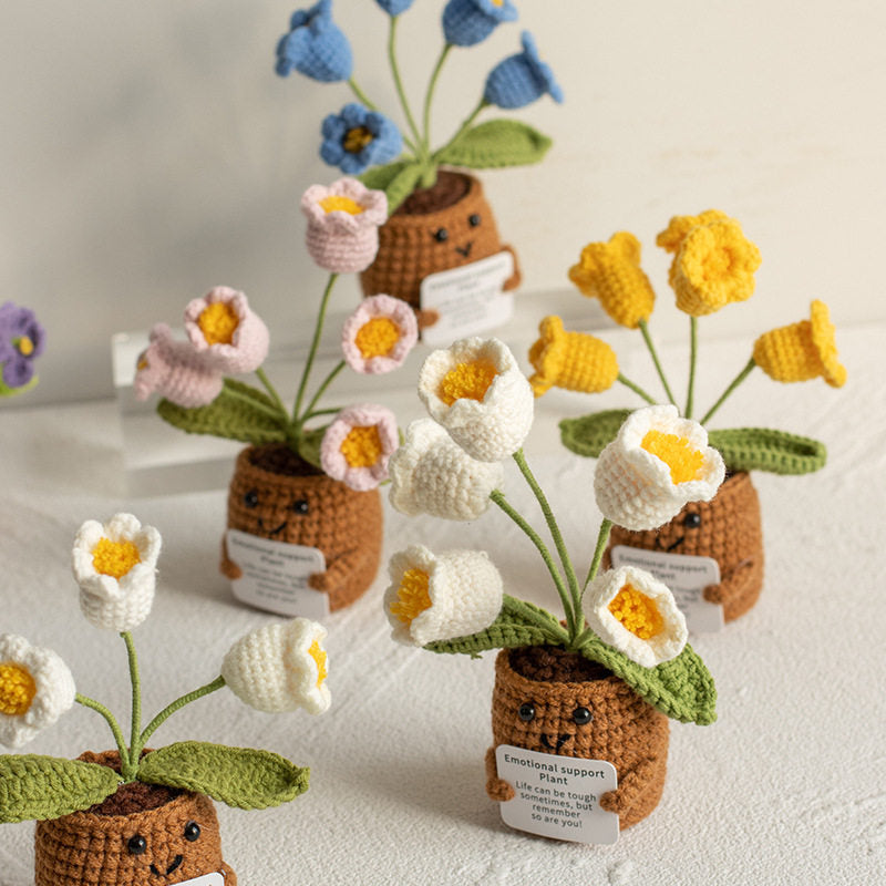 Emotional Support Plant | Handmade Crochet Flower Pot Blind Box | Cute Desk Decor Gift