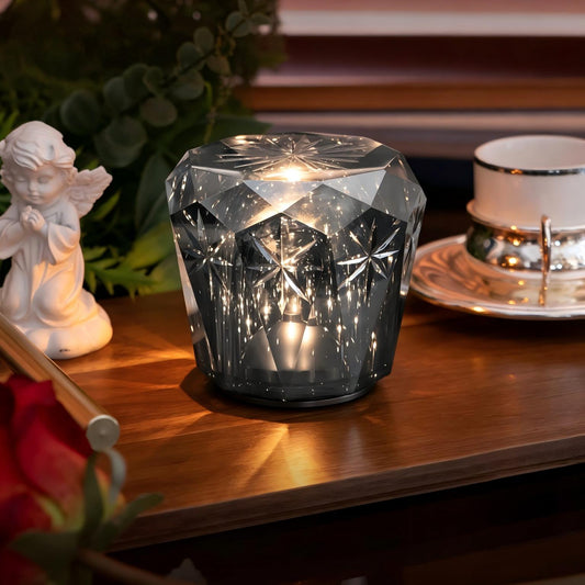 Faceted Crystal Prism Table Lamp | 1900K Candlelight Glow | 3-Level Touch Dimming | Cordless Rechargeable