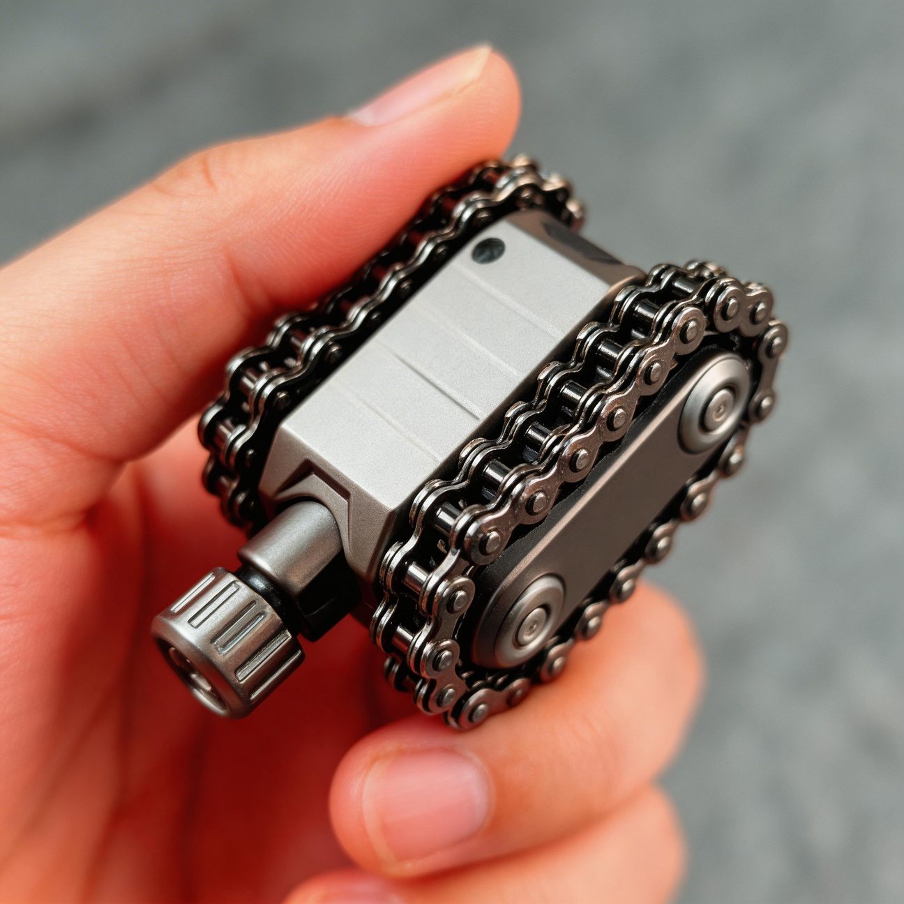 Finger Tank Flywheel Fidget Spinner - fidget spinner, EDC tool, mechanical toy - close-up shot