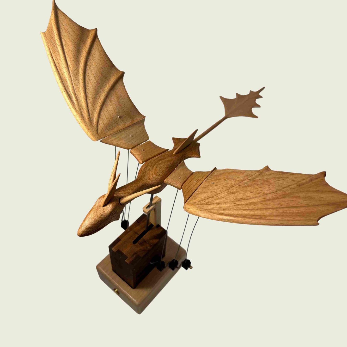 Flapping Wing Dragon Kinetic Desk Sculpture | Electric Solid Wood Moving Wings | Engravable Gift