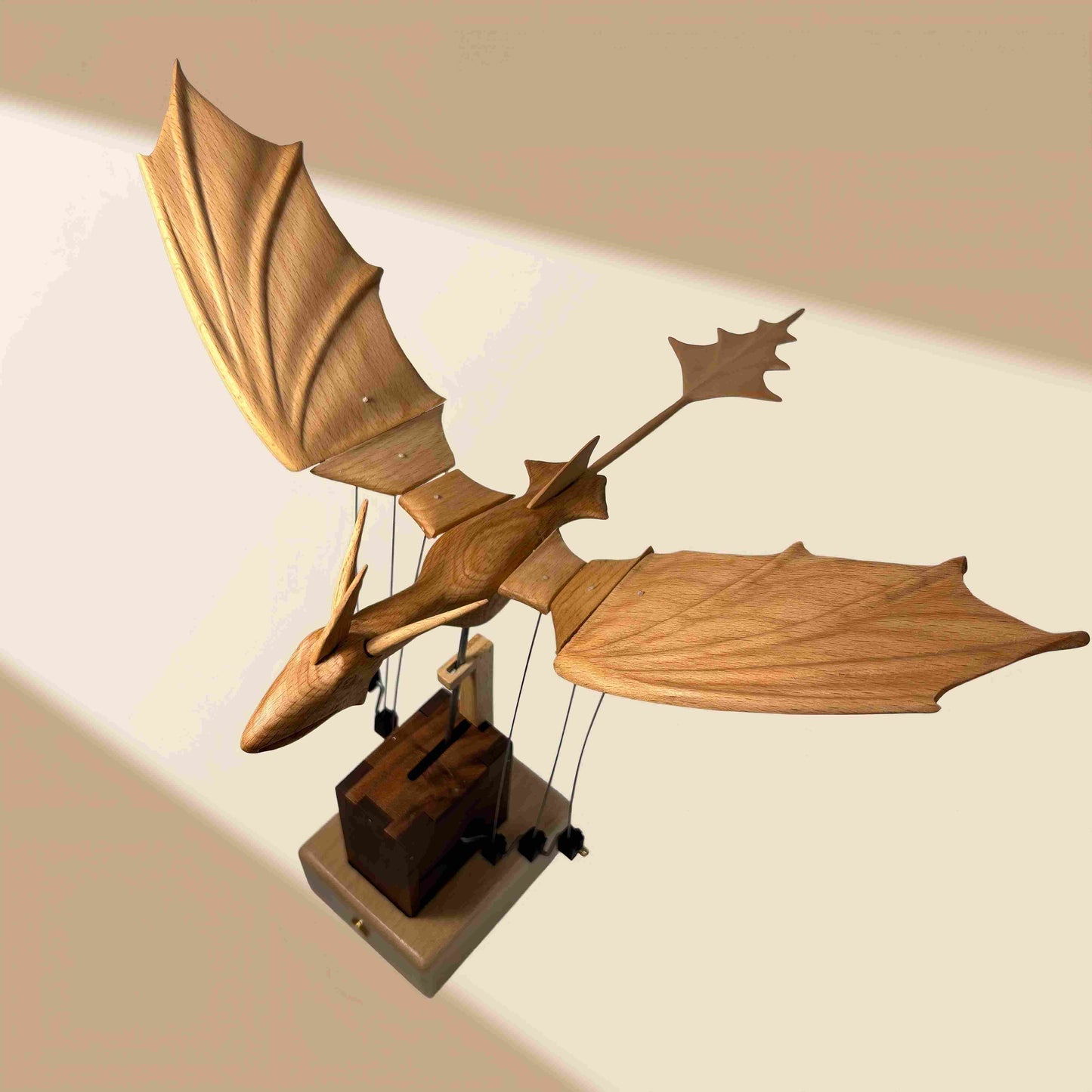Flapping Wing Dragon Kinetic Desk Sculpture | Electric Solid Wood Moving Wings | Engravable Gift