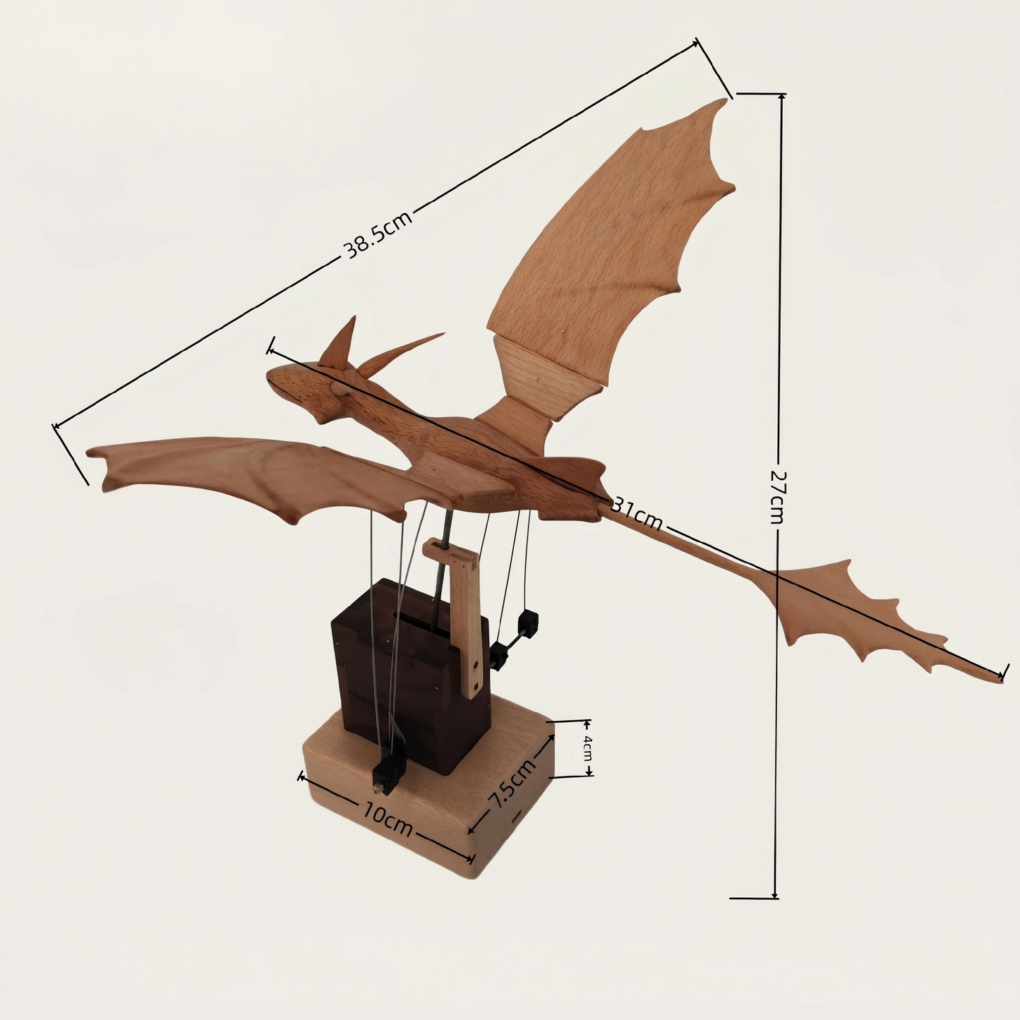 Flapping Wing Dragon Kinetic Desk Sculpture | Electric Solid Wood Moving Wings | Engravable Gift