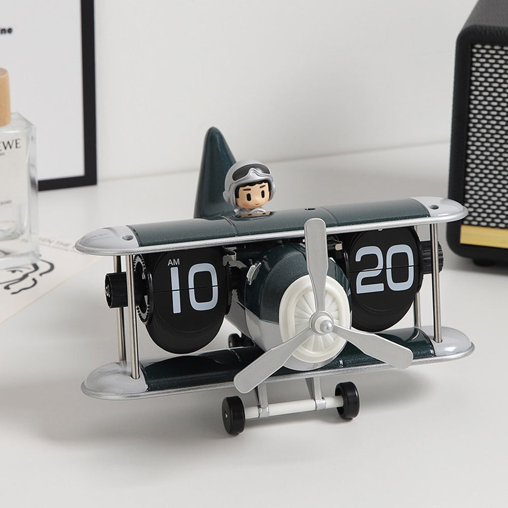 Automatic flip clock on desk as vintage table clock decoration