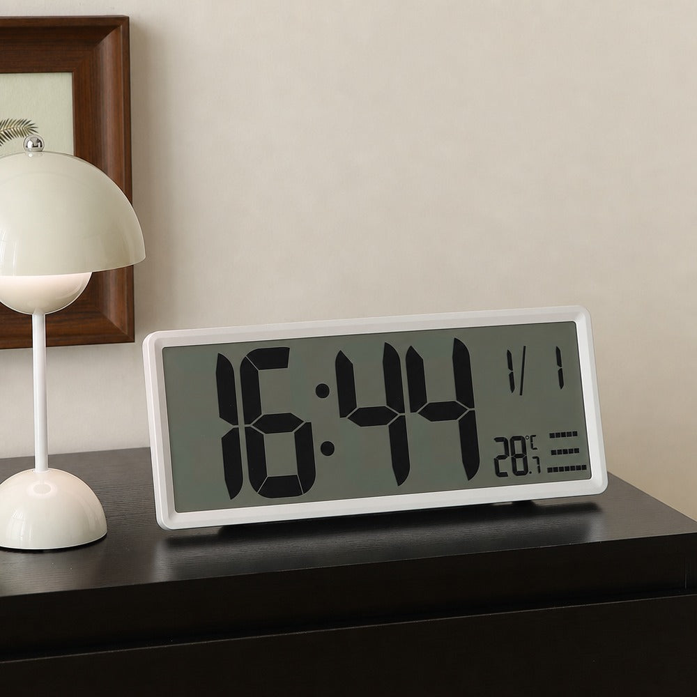 Minimal large display clock white variant